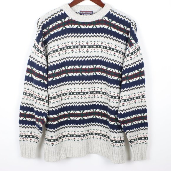 Roundtree & Yorke Other - Vintage Roundtree & Yorke Mens Medium Striped Fair Isle Crew Sweater